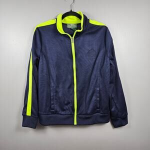Lauren Ralph Lauren Active Track Jacket XL Navy Neon Green Full Zip Cotton‎